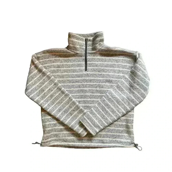 Thread & Supply Navy Cream Stripe Sweater Pullover Quarter Zip Ladies Small - Picture 4 of 6